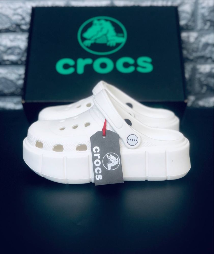 Белые кроксы на платформе / Крокс белые / білі крокси / Crocs Platform