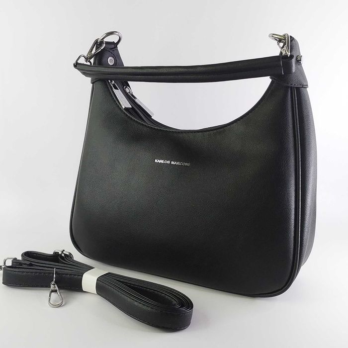 Сумка жіноча багет на два відділення чорна Karlos Marconi