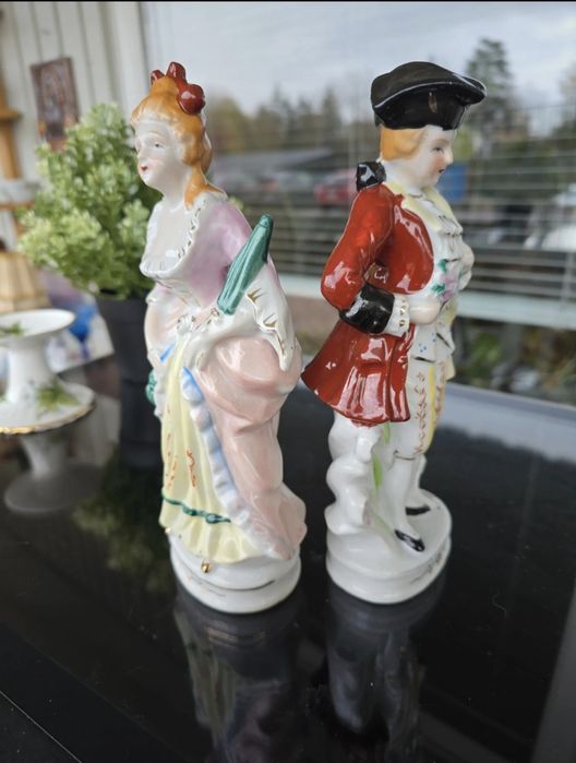 Dwie piękne figurki wiktoriańska para stare Antyk Zabytek Staroć