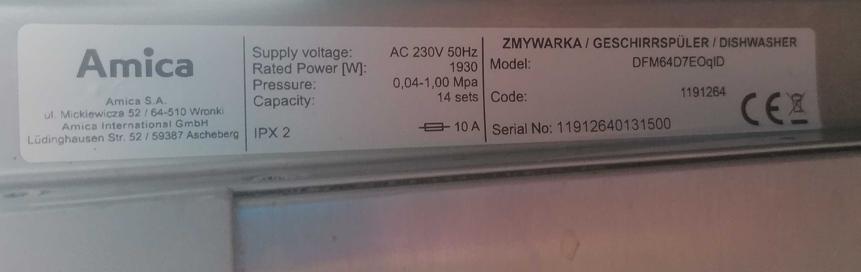 Moduł sterujący zaprogramowany do zmywarki Amica