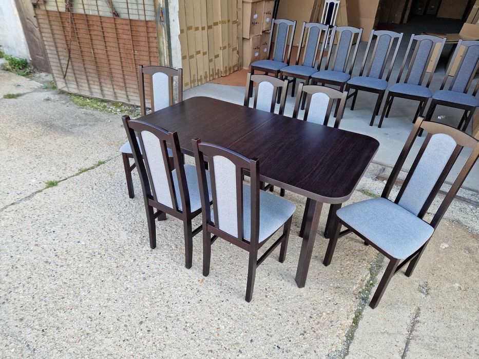 Nowe: Stół 80x140/180 + 6 krzeseł, wenge + szary , dostawa cała PL