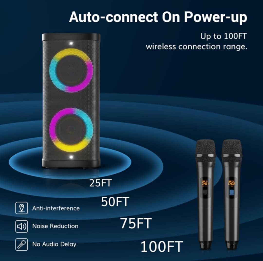 Zestaw do karaoke TONOR Bluetooth dla dorosłych z 2 mikrofonami bezprz