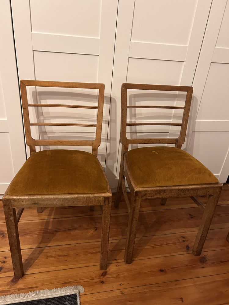 2 krzesła fornirowane polskie art deco z 1938 vintage przedwojenne
