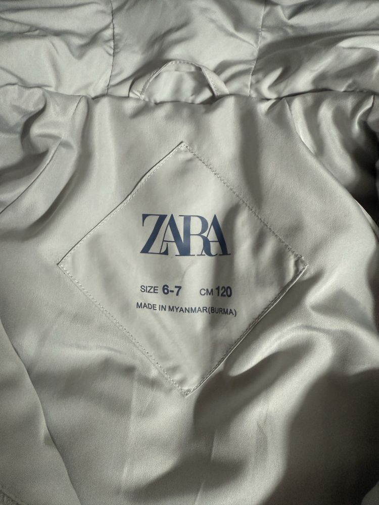 Kurtka zimowa wypełniona pierzem szara Zara 122/128