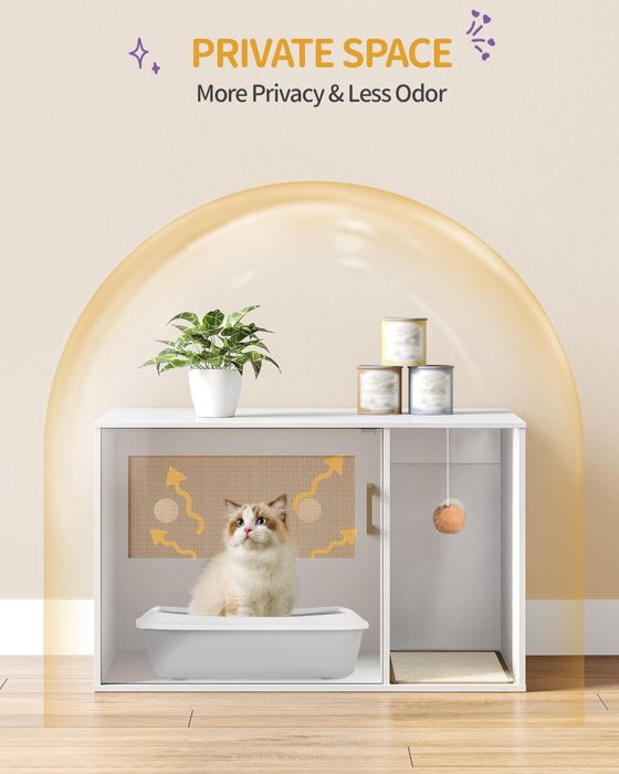 Szafka na kuwetę dla kota domek stolik boczny BOHO 50x80x50 cm WADA