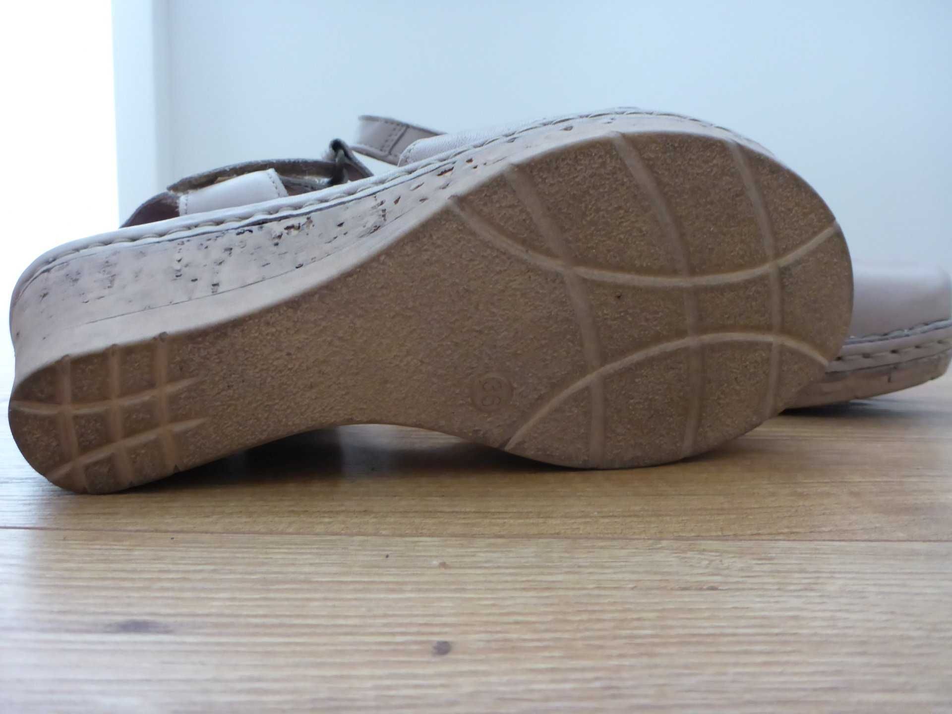 Koturny buty skórzane z odkrytą piętą MANITU r. 36