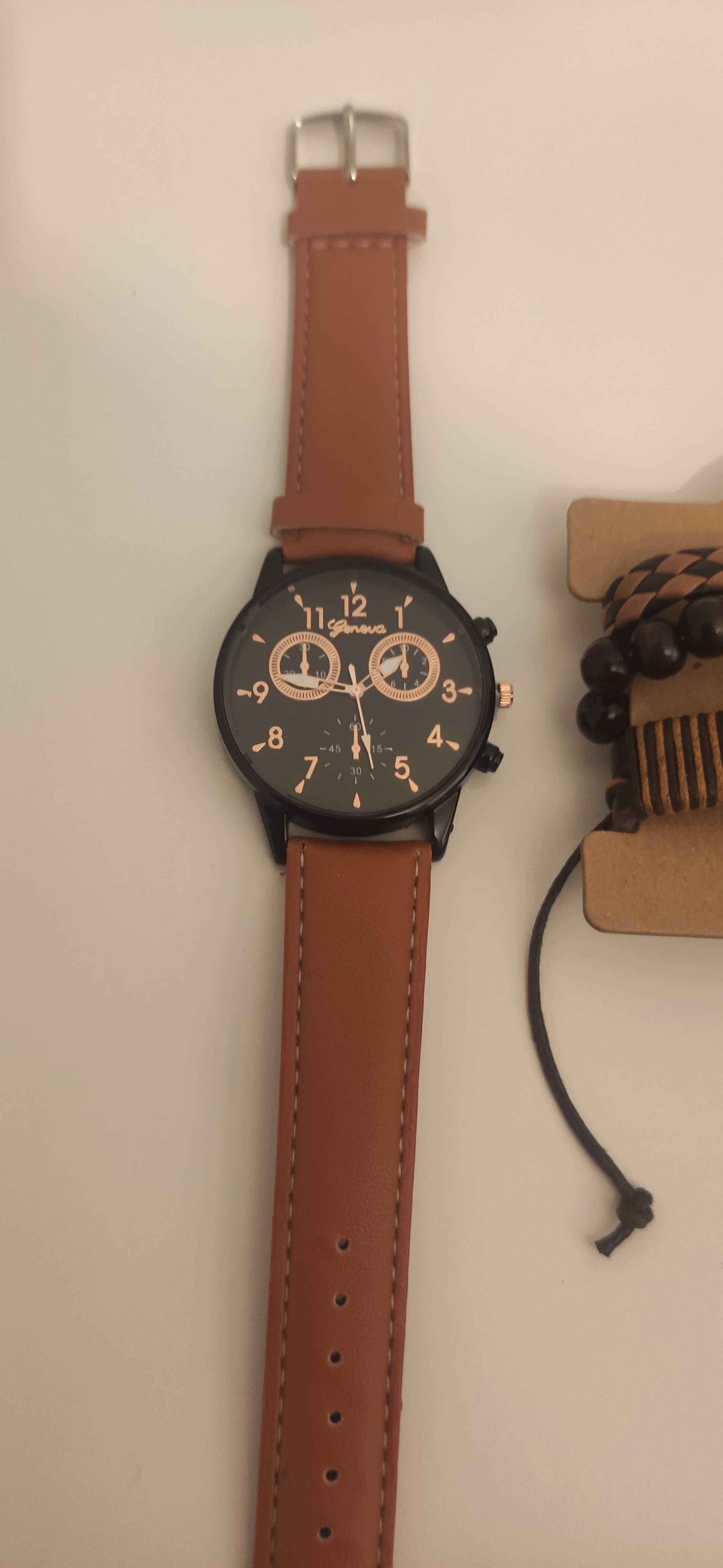 NOWY!!! Męski zegarek klasyczny Geneva + 3 bransoletki