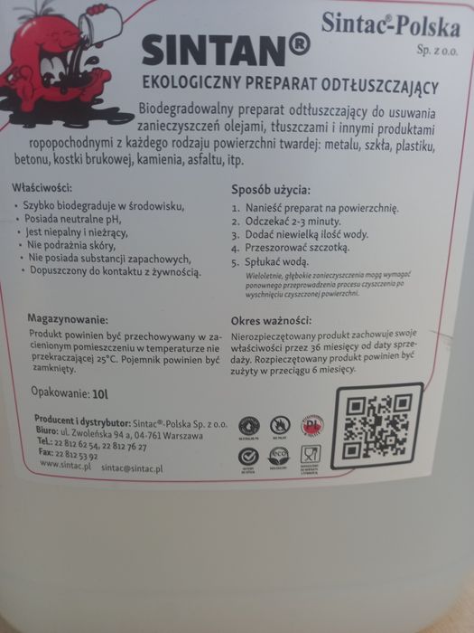 Sintan preparat odtłuszczający 10l