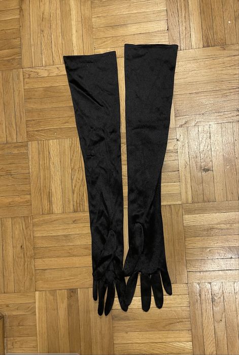 Rekawiczki dlugie atlasowe dzianinowe S/M 52cm