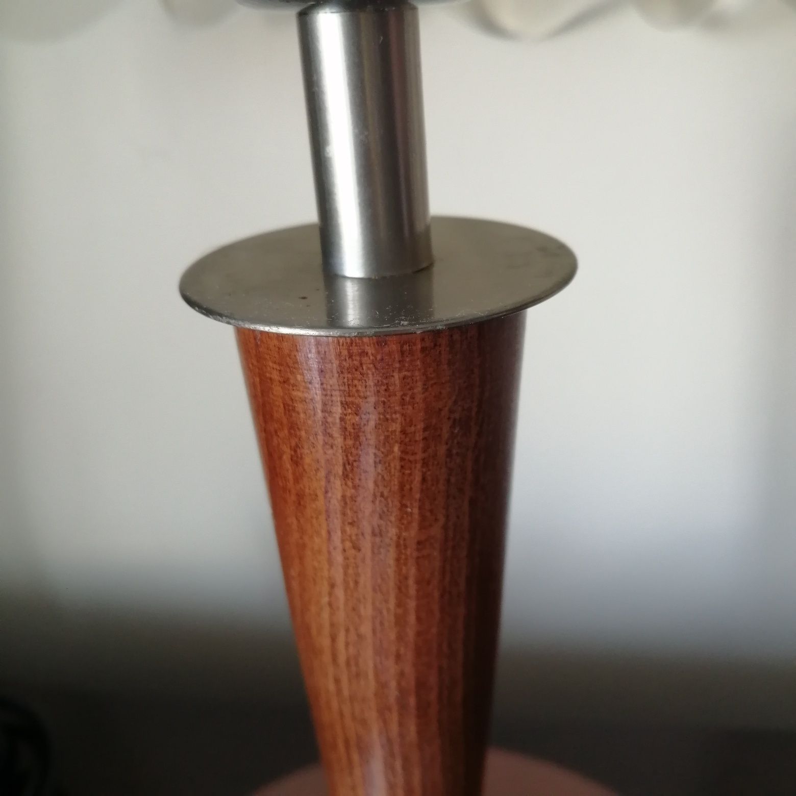 Lampa drewno+metal, recznie