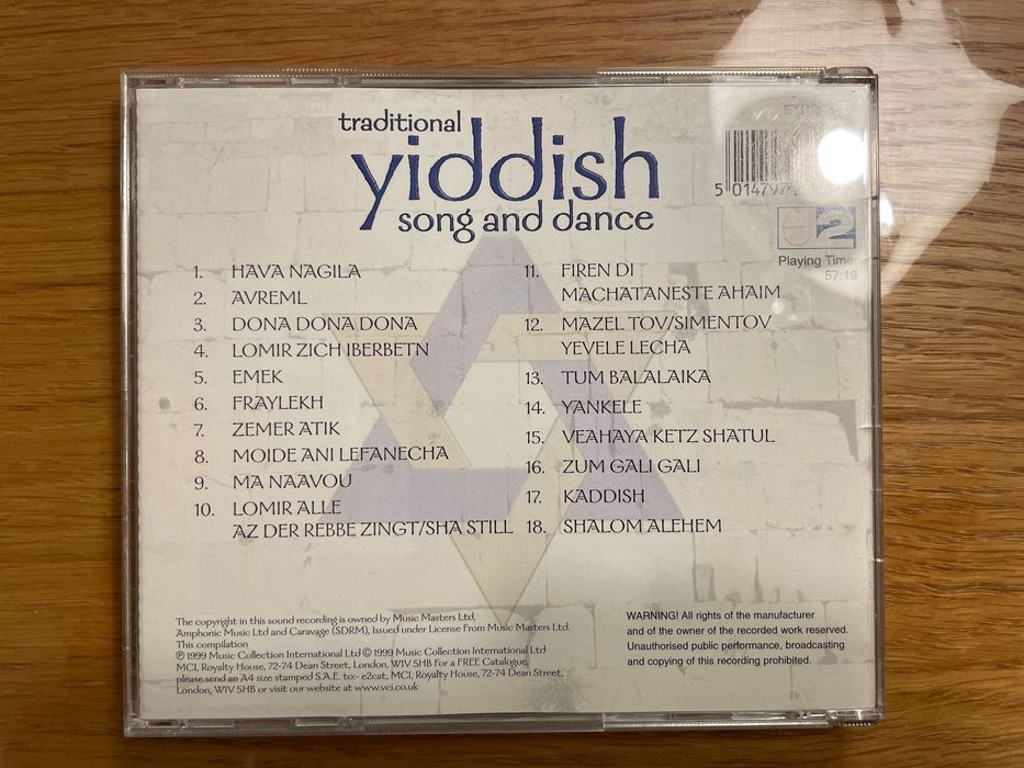 Traditional Yiddish Song And Dance 1999 UK CD Pieśni żydowskie