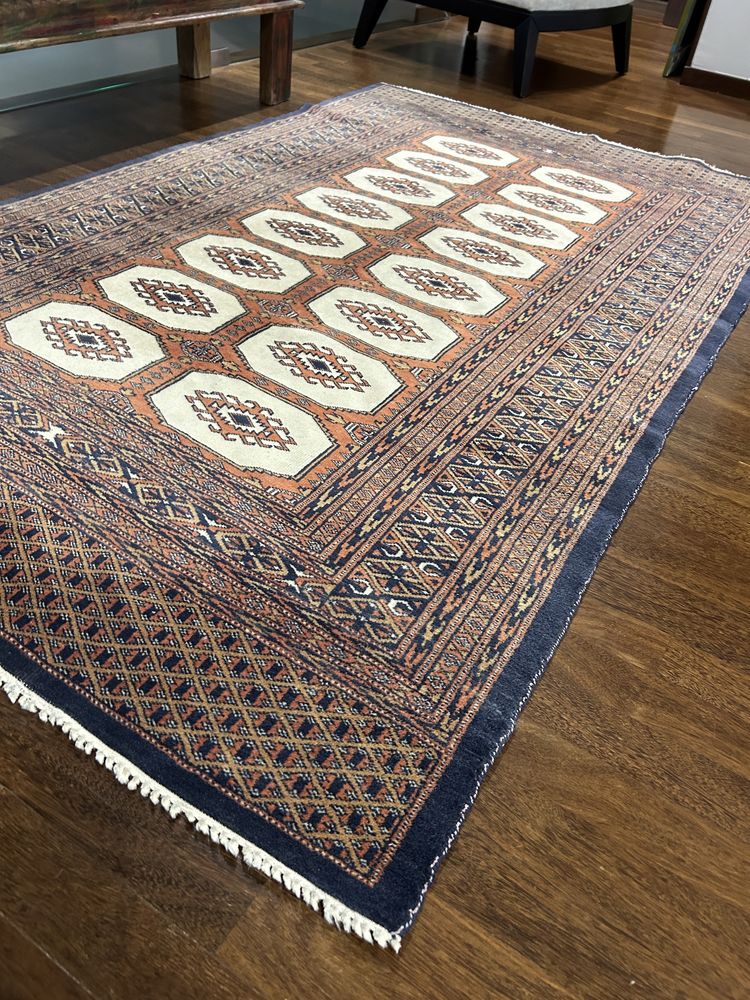 Tapete oriental bukhara em lã feito à mão - original.lavado.205x124.