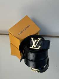 Pasek skórzany czarny Louis Vuitton skóra naturalna Premium LV
