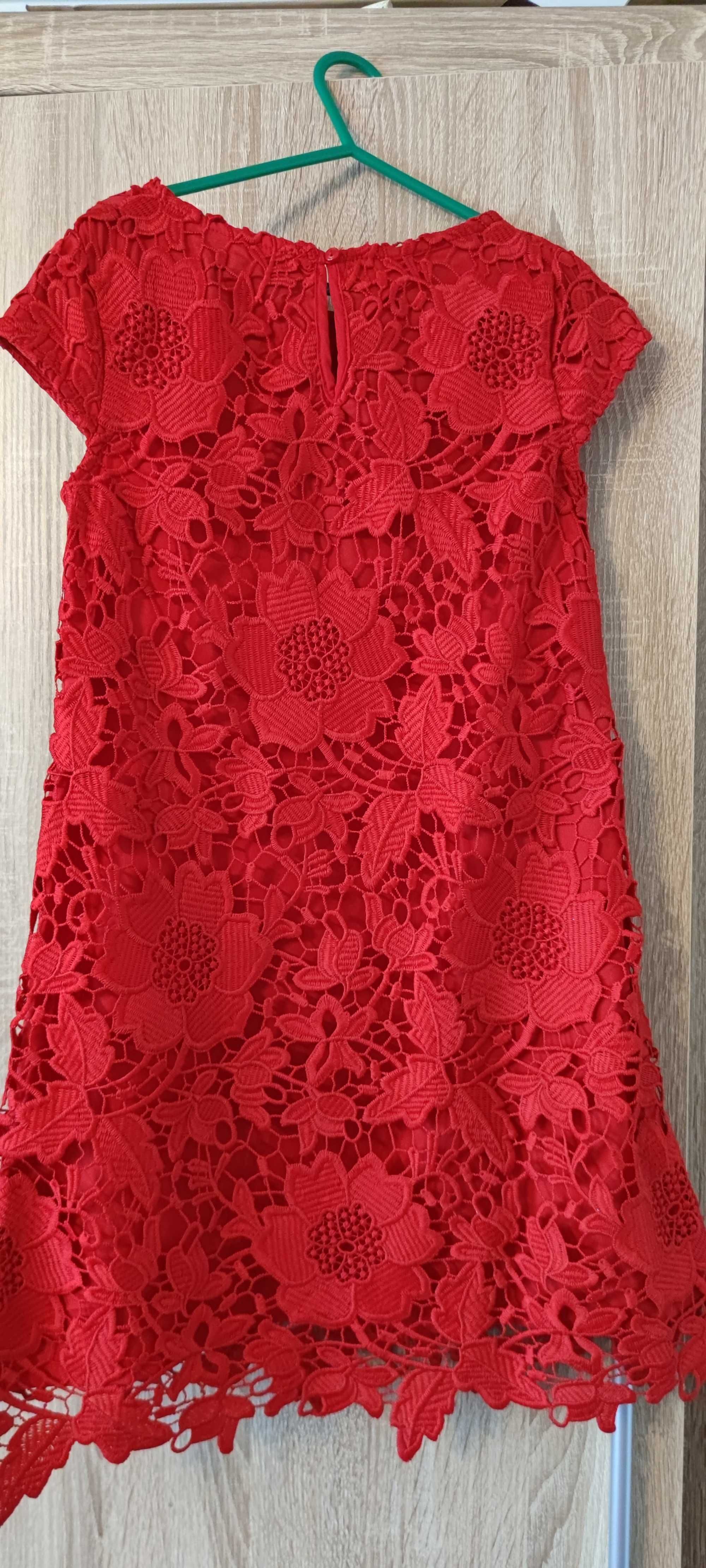 Nowa 128 H&M elegancka sukienka dla dziewczynki koronka gipiura