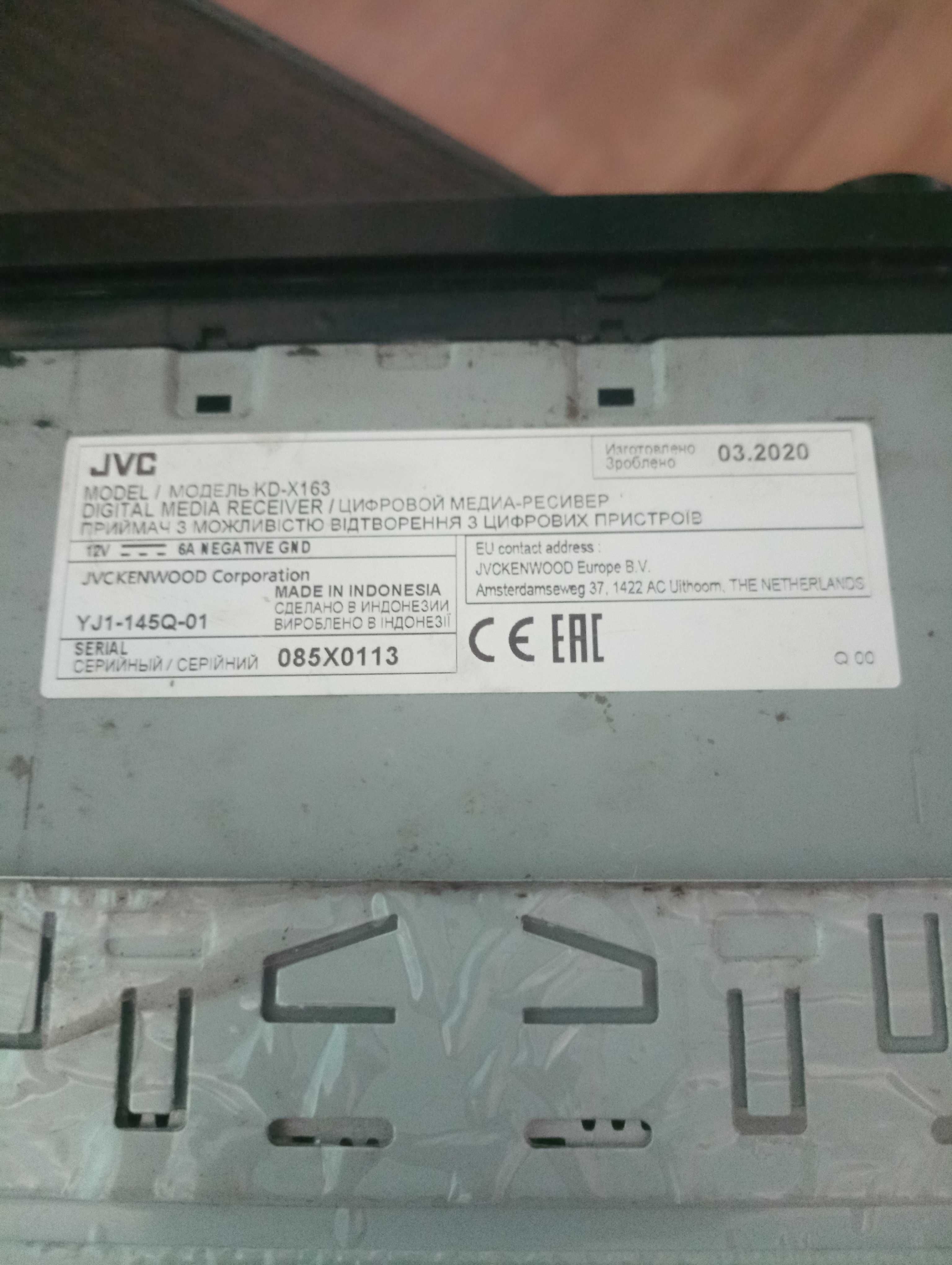 Магнітола JVC kd-x163 + акустика Vibe DB69-M1