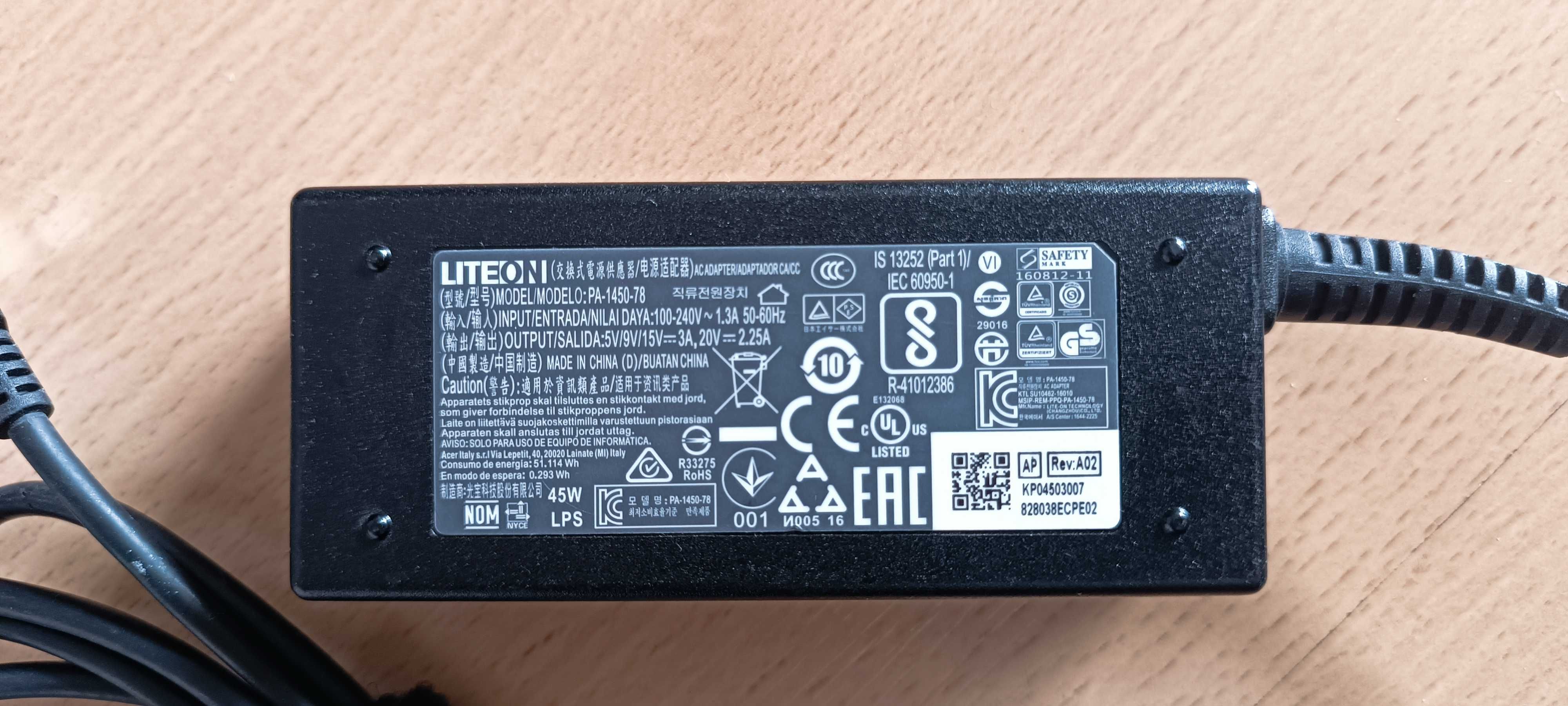 Carregador original Acer 19v 3.42a 65w testado, a 100%