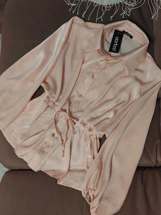Блузка шовк шифон персикова рожева