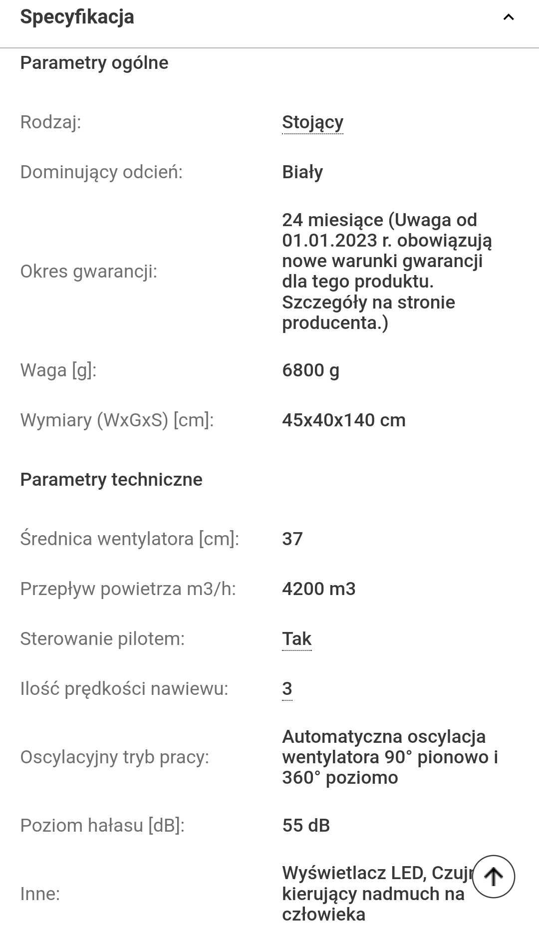 Wentylator stojący gorenje  smart air 360 l