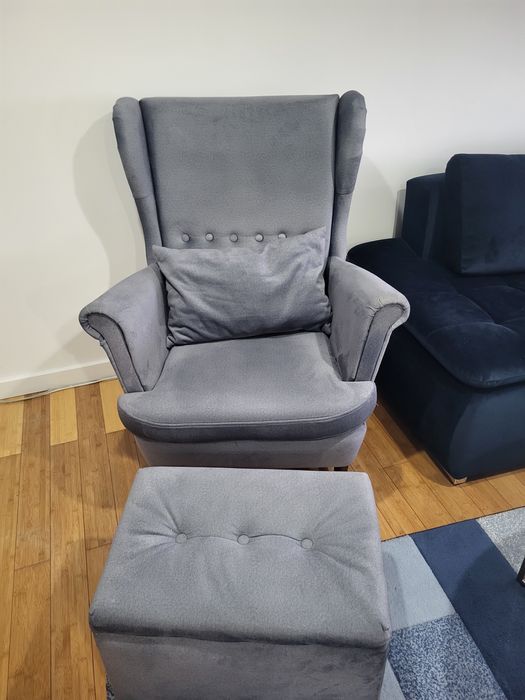 Fotel uszak z podnóżkiem