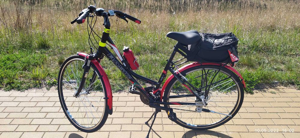 Rower trekkingowy BASIC – lekki, jak nowy, niska rama + akcesoria