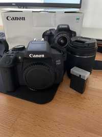 Aparat lustrzanka Canon EOS 750D + obiektyw + 2 baterie + karta 8GB