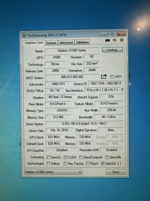 Karta retro Gigabyte Radeon X1900XT