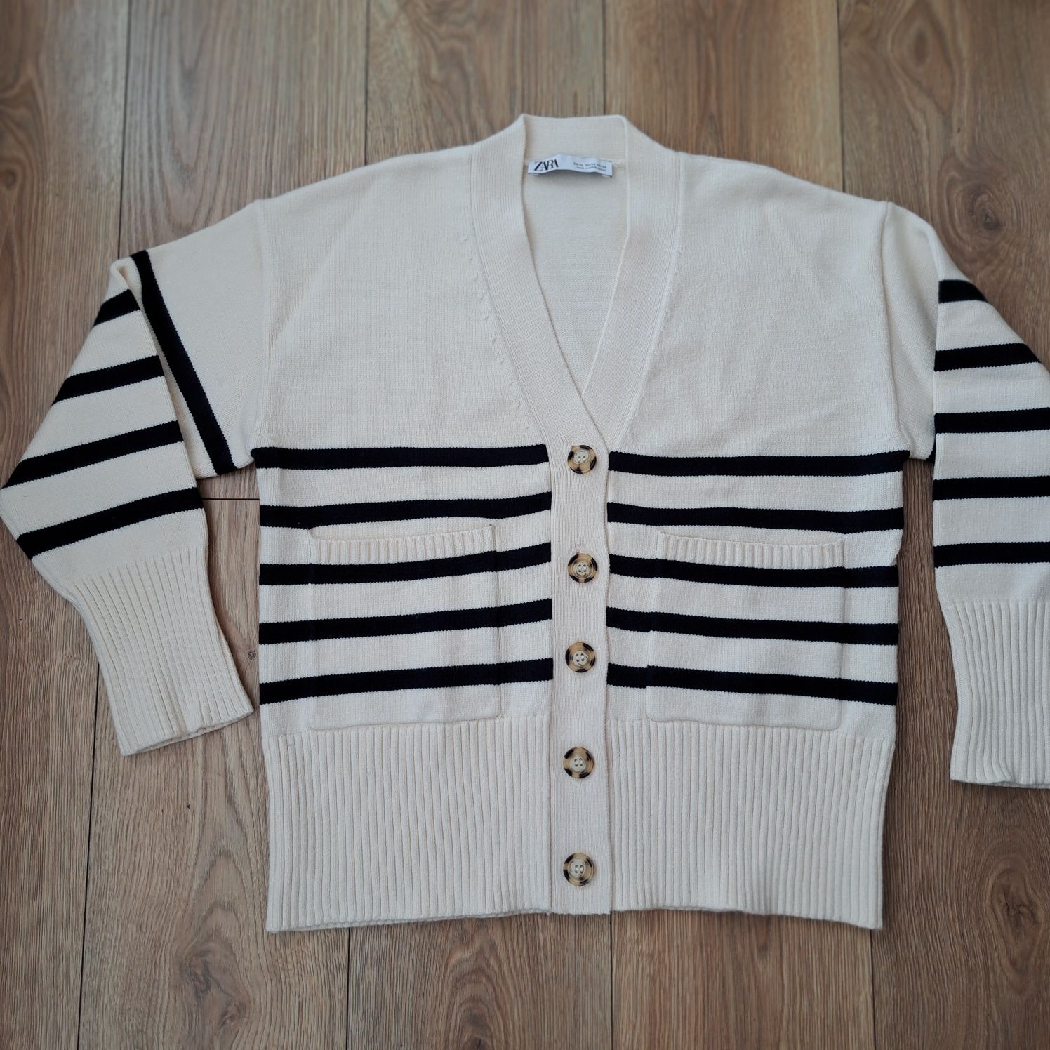 Sweter kardigan w paski Zara XS