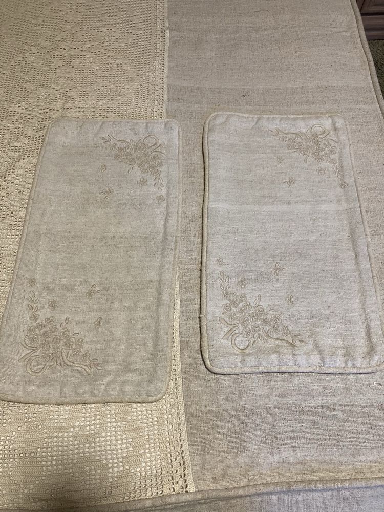 Colcha em linho/puro com renda duas almofadas