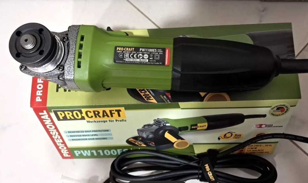 УШМ болгарка Procraft PW 1100ES 1100 Вт M14, плавный пуск