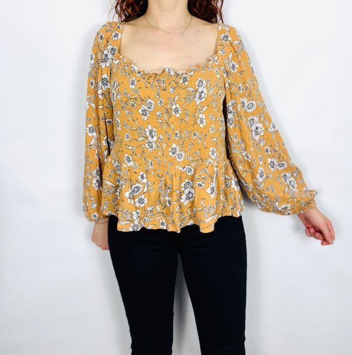 Bluzka musztardowa w kwiaty XXL 44 Primark