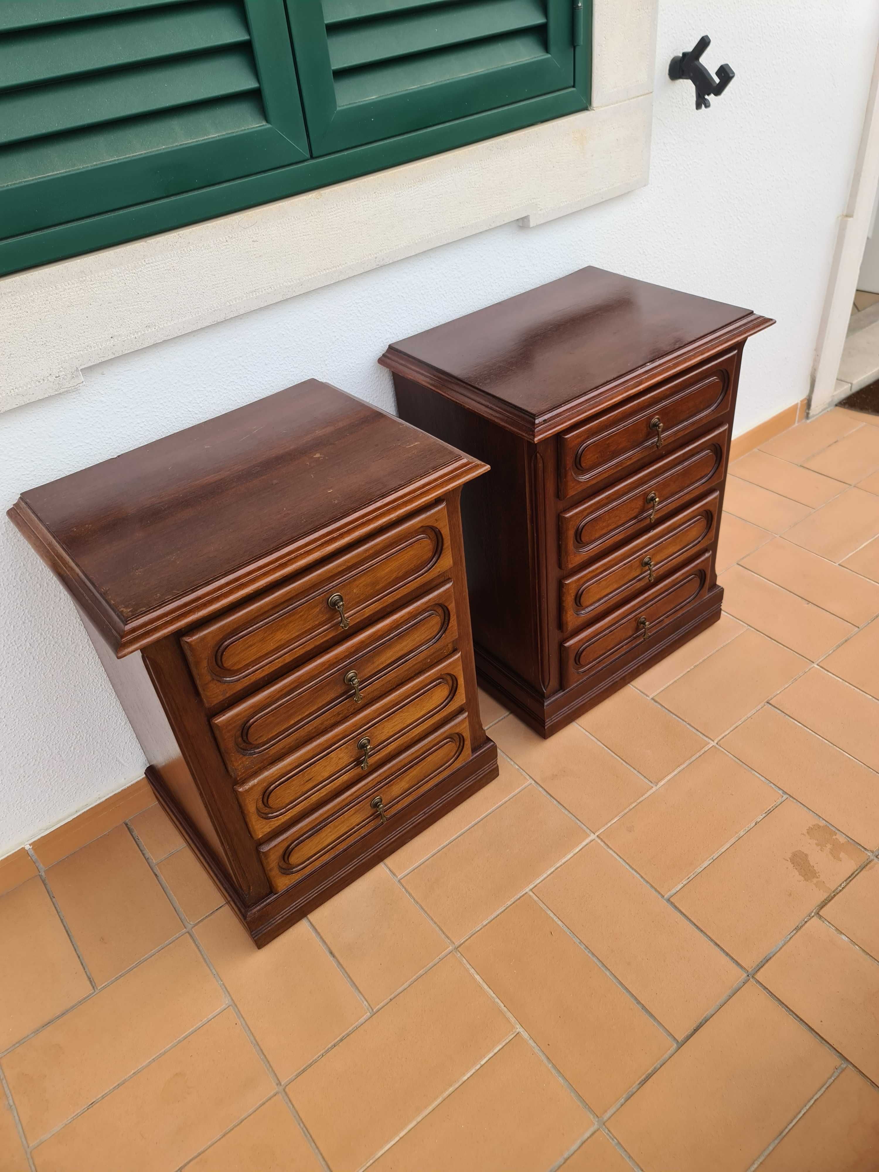 Par de Mesas de Cabeceira Mesinhas Madeira Wooden Oak Bedside Table