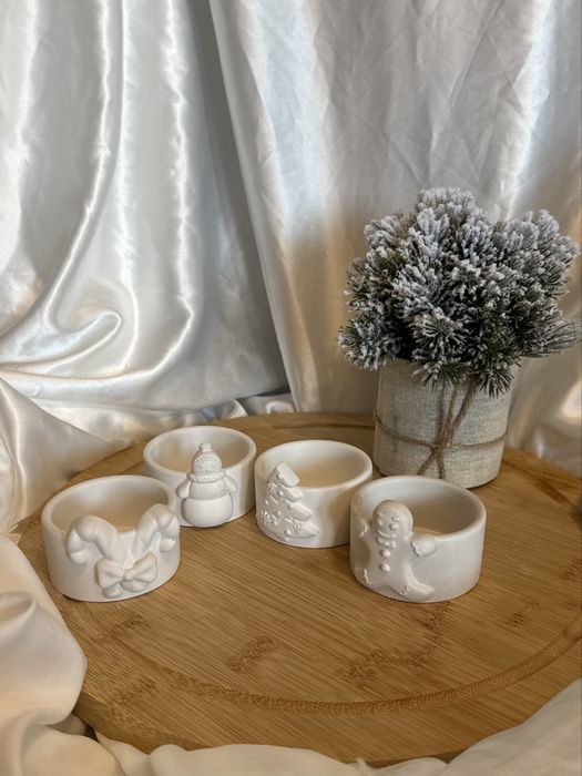 Новорічне кашпо для свічок, декору / кашпо ялинка, пряник, сніговик