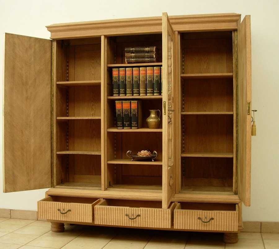Biblioteka dębowa z litego drewna