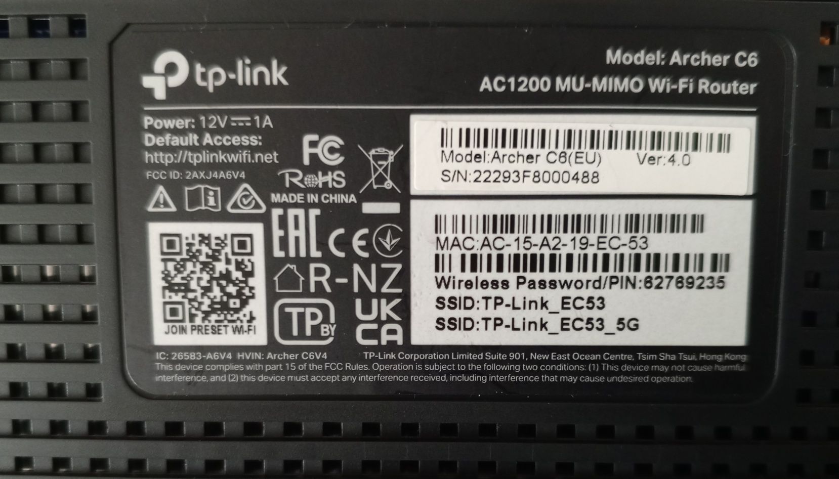 TP-Link archer C6 router
