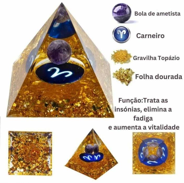 Pirâmide orgonite c símbolo do signo carneiro ( Novo)