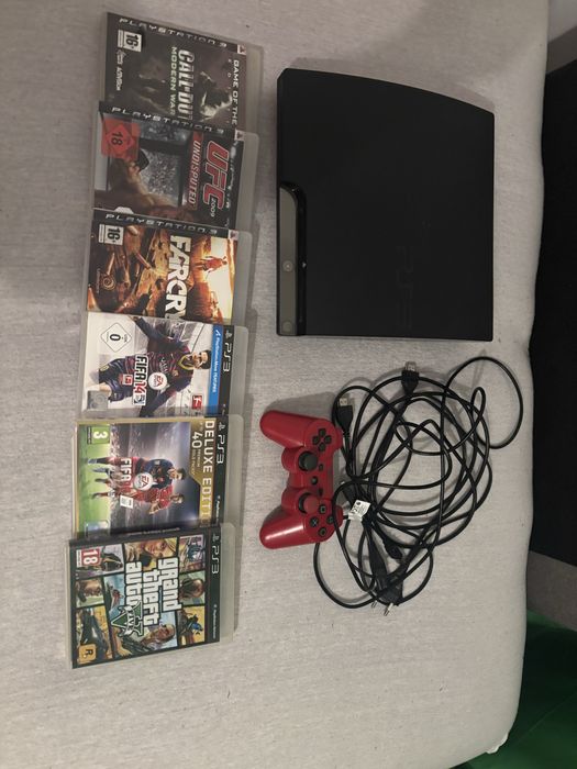 Zestaw PS3 Slim 120 gb Pad Pelne Okablowanie 6 gier