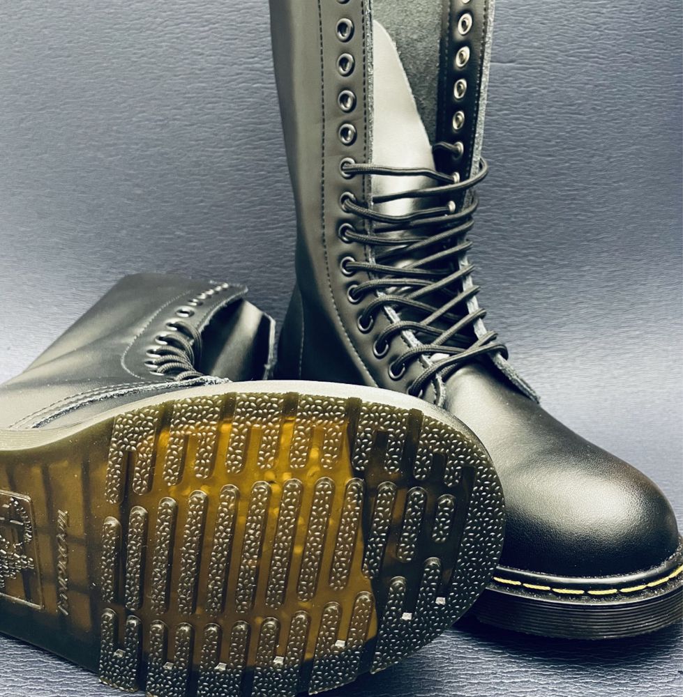Glany oficerki Combat Boots Dr Martin kozaki 14 dziurek wysokie buty