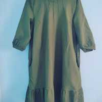 Сукня зелена з четверним рукавом