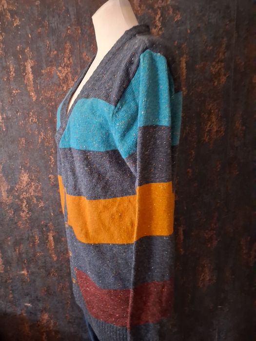 Dłuższy męski kardigan w kolorowe paski rozmiar L