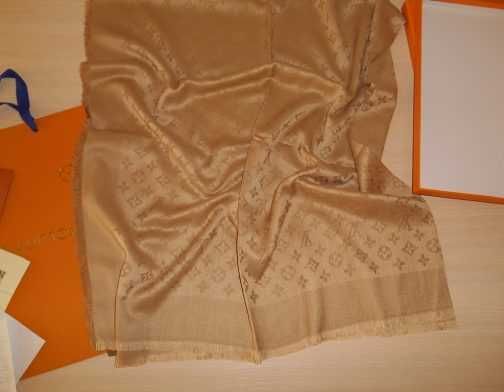 Louis Vuitton chusta Szalik, Szal apaszka damski kasmir, Francja 0335