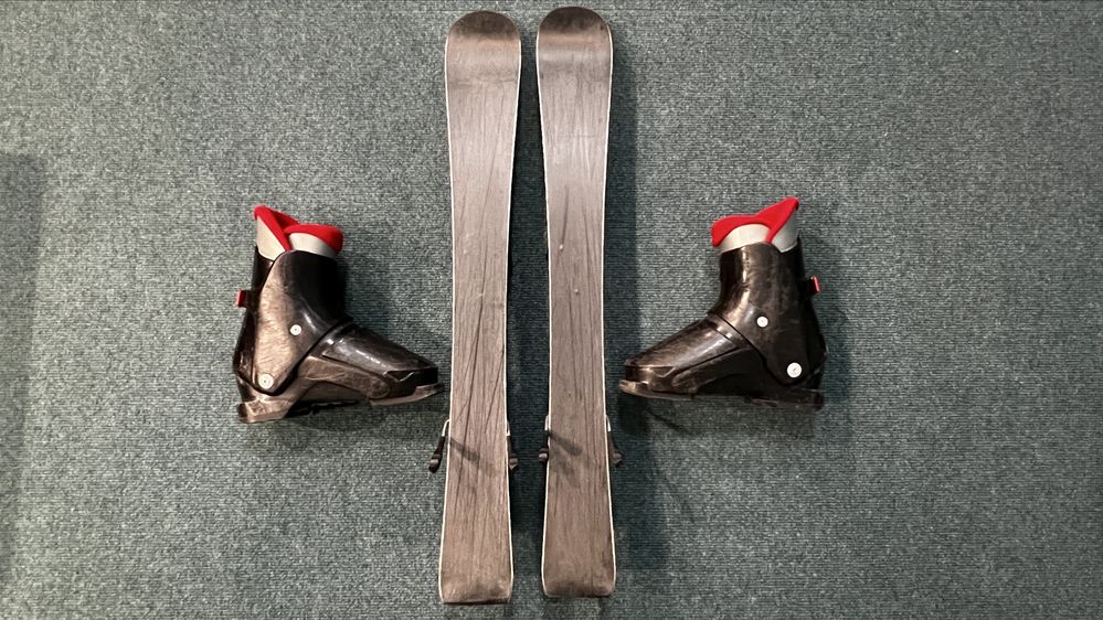Narty dzieciece 76 cm, buty 21.5