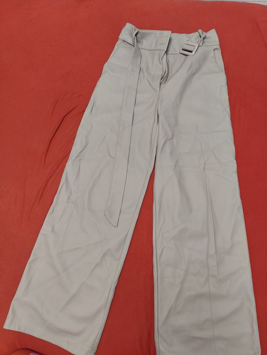 Штани брюки бейж Кожзам на тканину