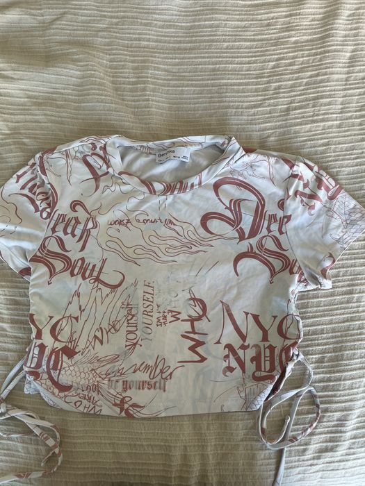 top multicolor, com padrão de manga curta, da berska