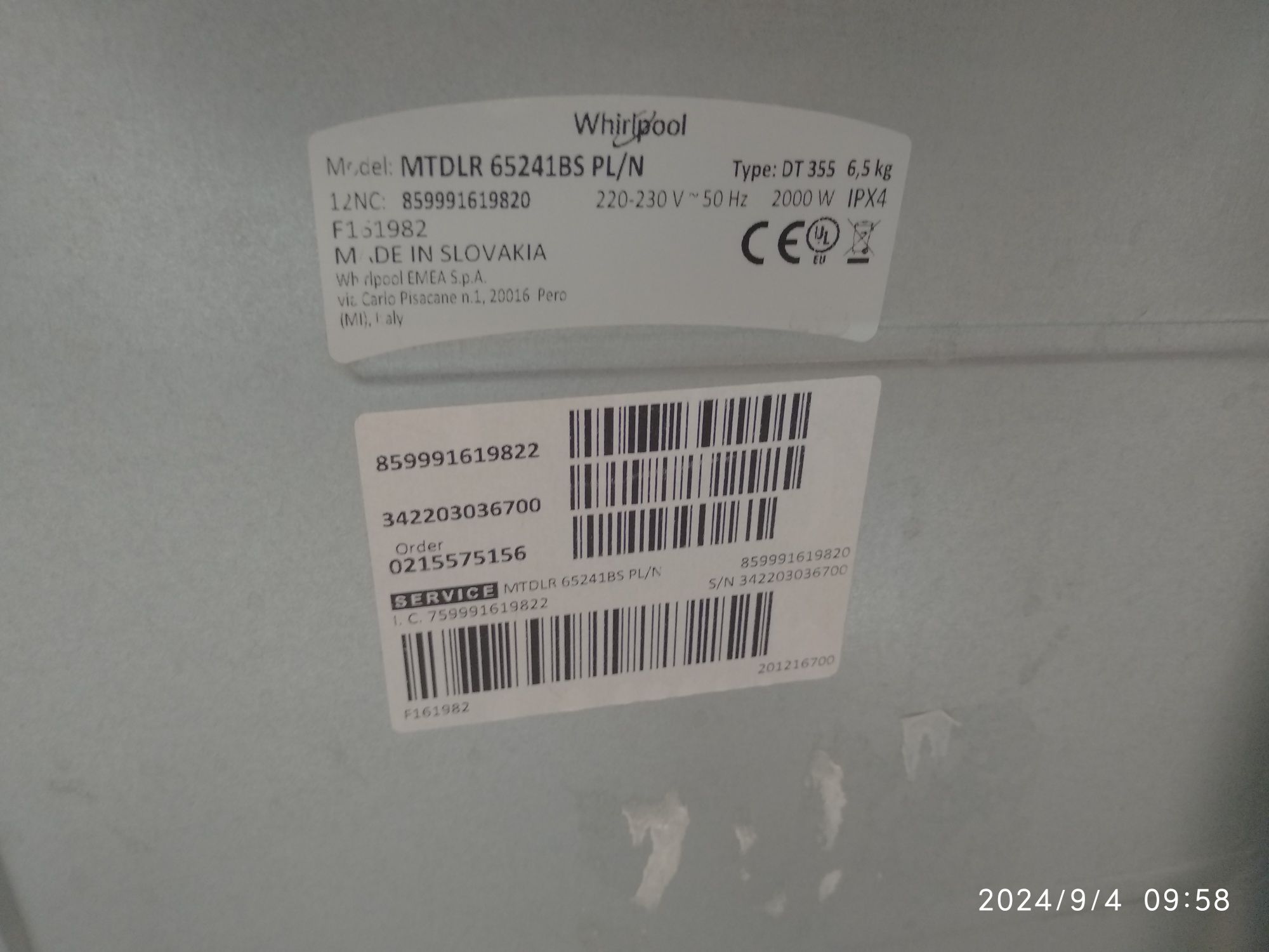 OUTLET Janki ul Wspólna 6 Pralka WHIRLPOOL MTDLR65241BS PL/N