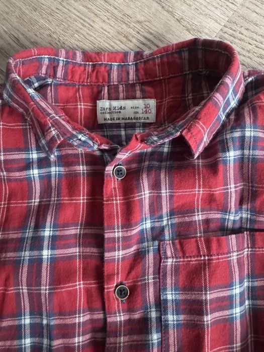 Koszula Zara 140 czerwona w kratę