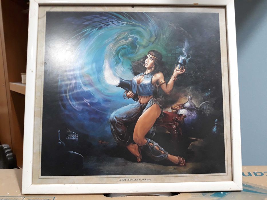 Gravura de fantasia de Jeff Easley, com moldura branca simples