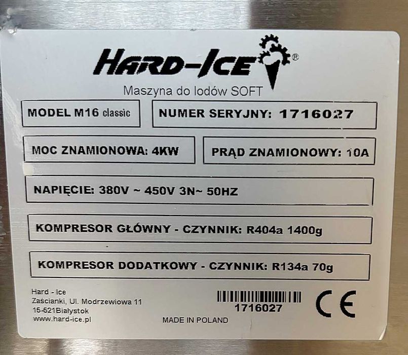 Maszyna do lodów włoskich Hard-Ice M16
