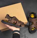 Кожаные мужские сандалии Timberland коричневые летние босоножки