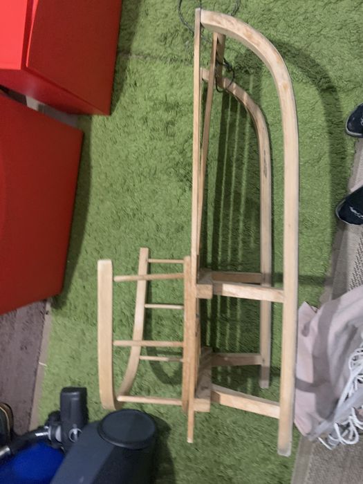 Sanki drewniane z oparciem solidne