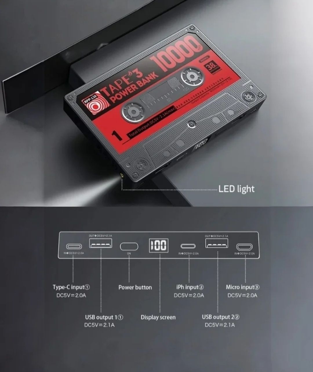 PowerBank 10000mAh REMAX - iPhone & Android (NOVO)